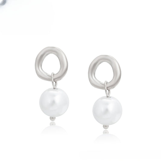 Silver Halo Pearl Drop Earrings