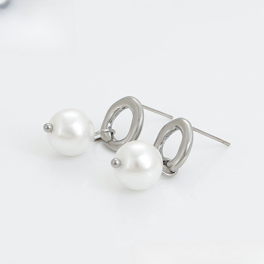 Silver Halo Pearl Drop Earrings