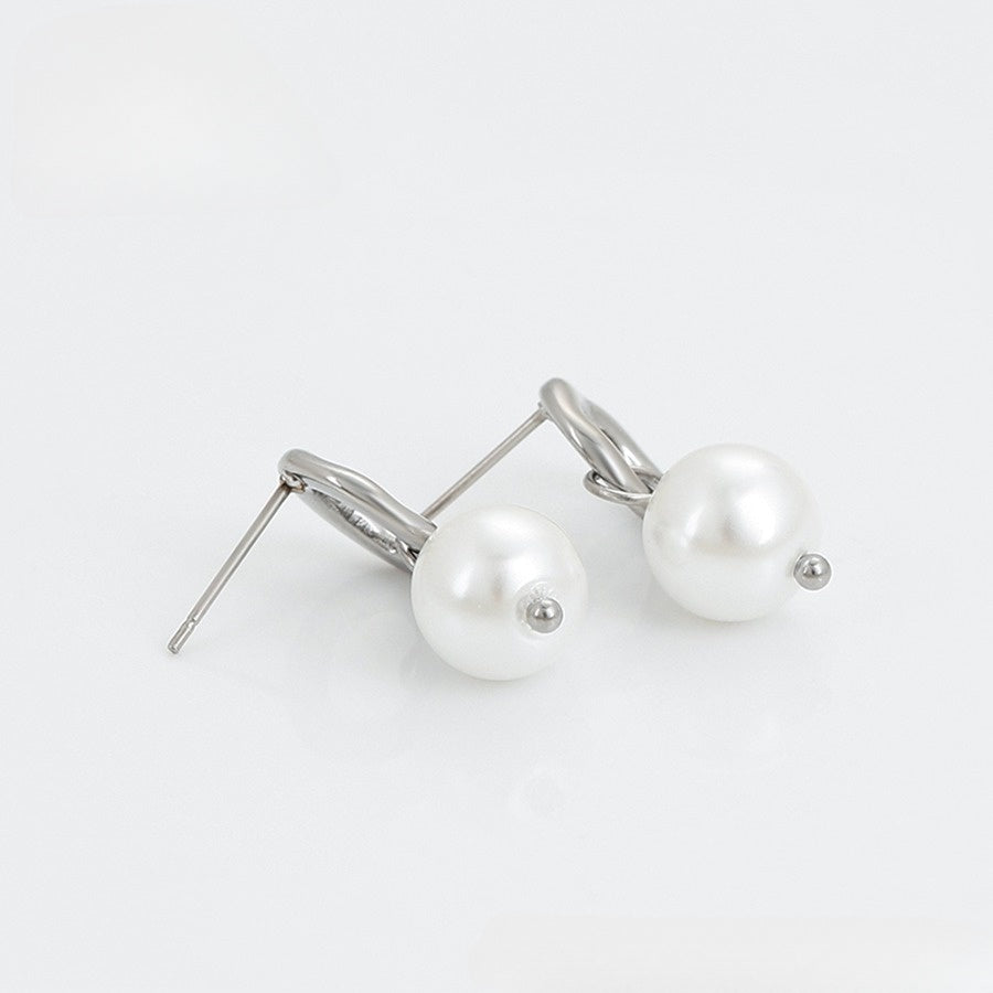 Silver Halo Pearl Drop Earrings