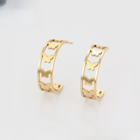 Golden Elegance Butterfly Earrings