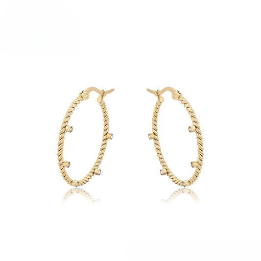 Gold Diamond-Studded Hoops