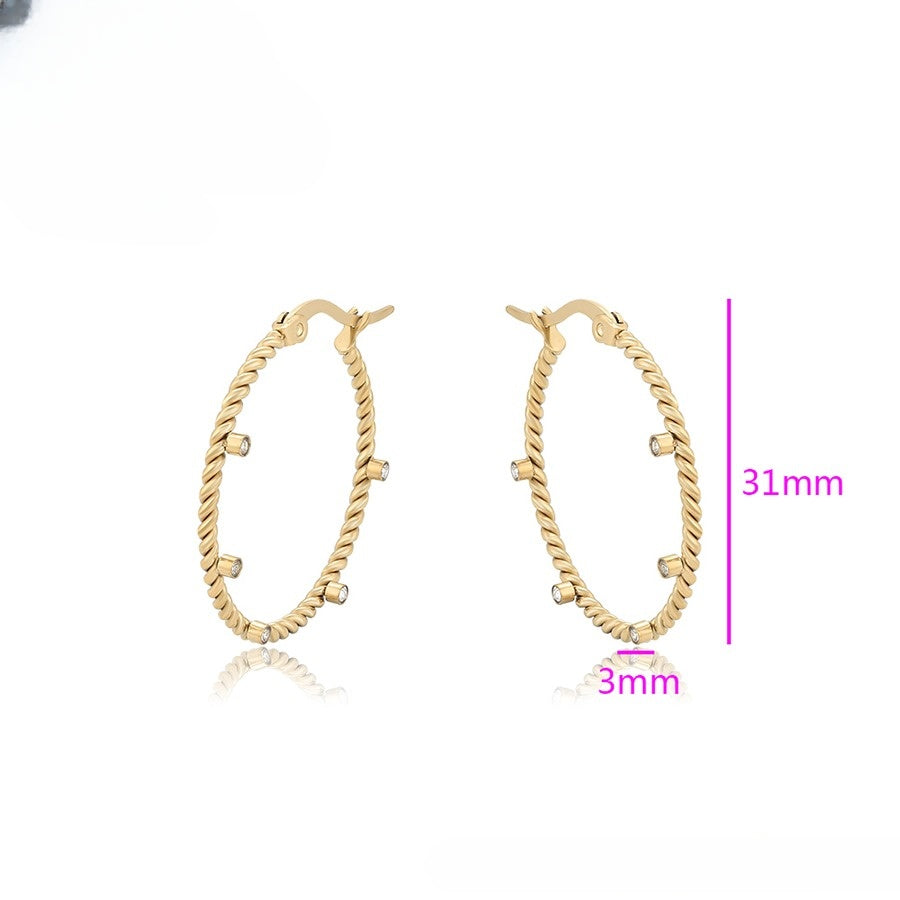 Gold Diamond-Studded Hoops