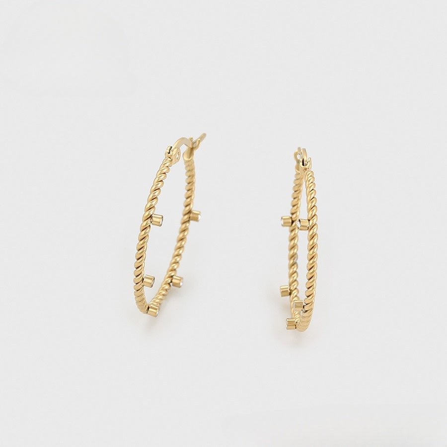 Gold Diamond-Studded Hoops