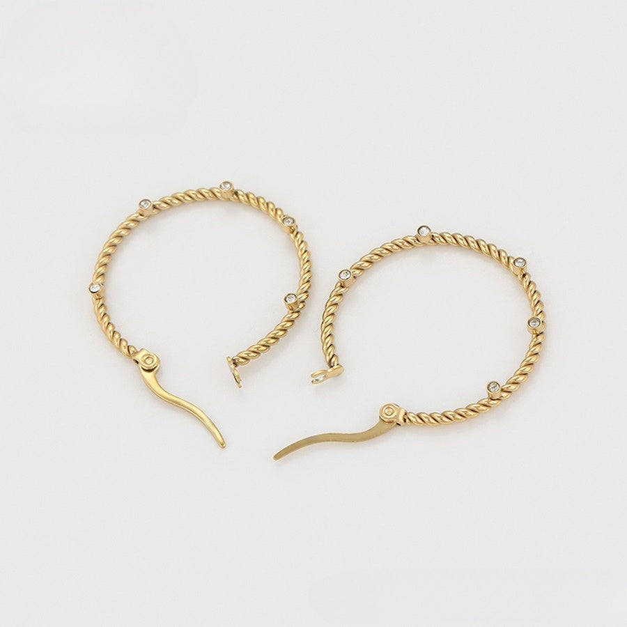 Gold Diamond-Studded Hoops