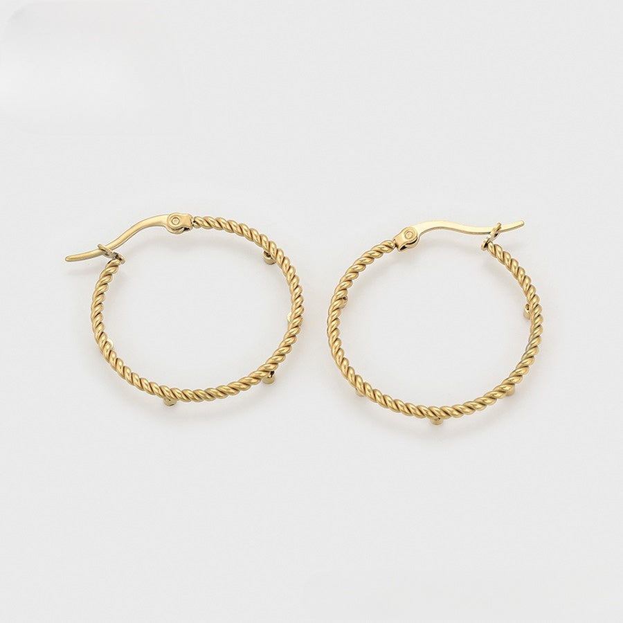 Gold Diamond-Studded Hoops