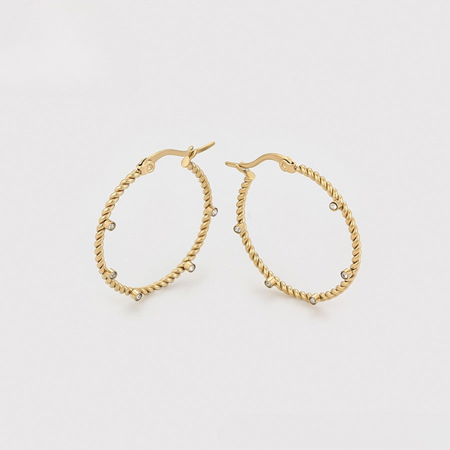 Gold Diamond-Studded Hoops