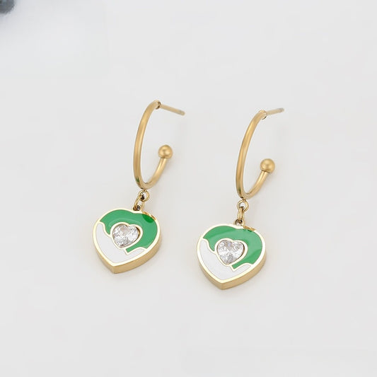 (Keep) Embrace Green Heart Earrings